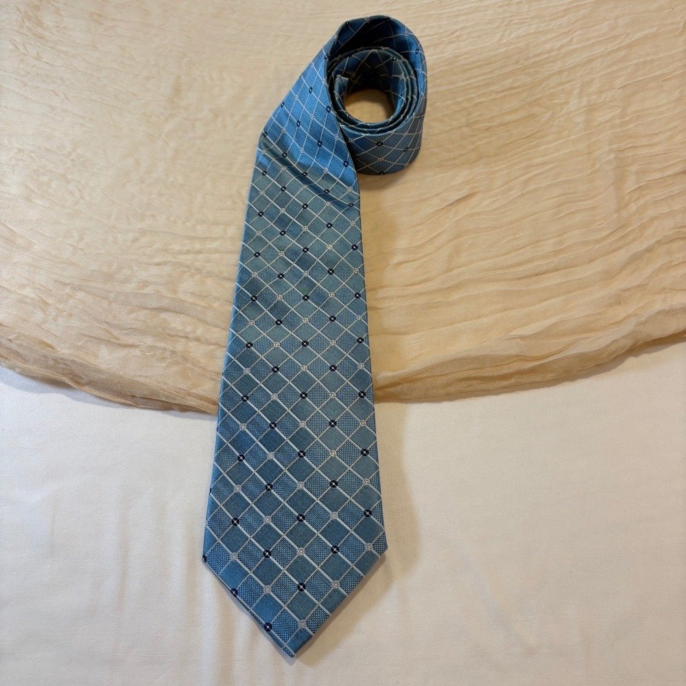 Angelo jr. Pacinelli 100% SETA Italian Silk Light Blue‎ Diamond Tie - 58"X 4"
